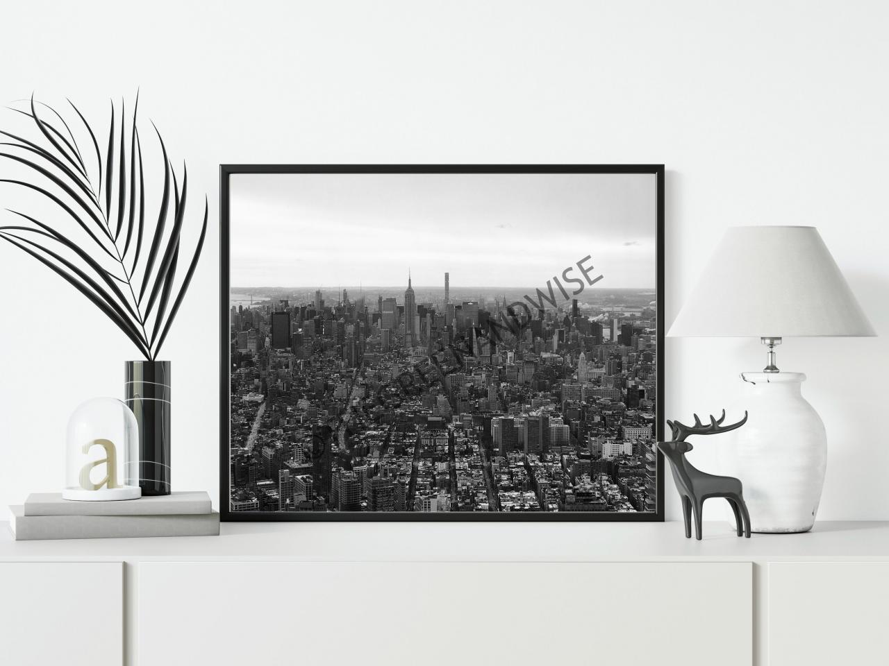York City Skyline Black And White Photo Digital Download