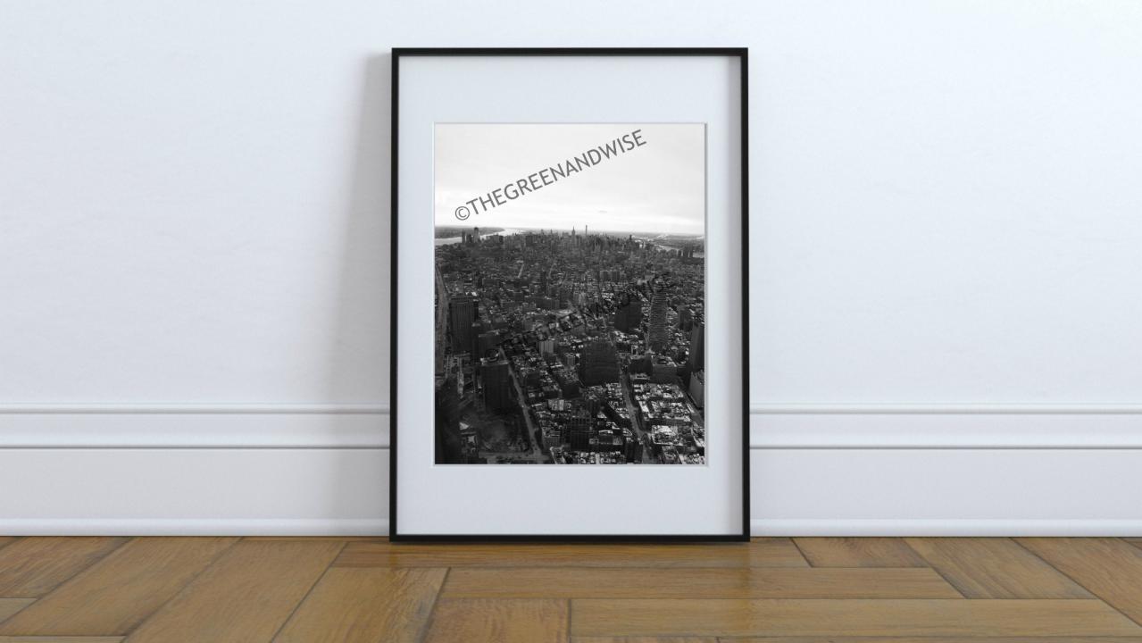 York City Skyline Black And White Vertical Photo, Digital Download