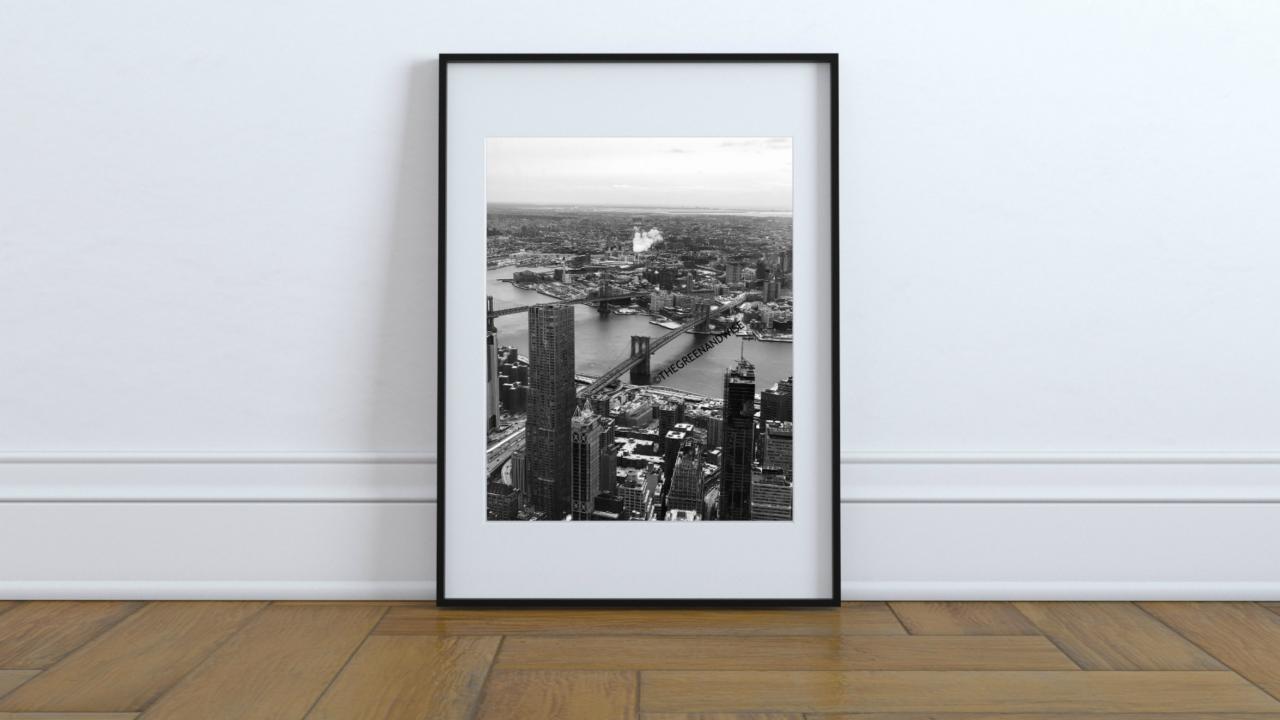 York City Brooklyn Bridge Black And White Photo, Digital Download